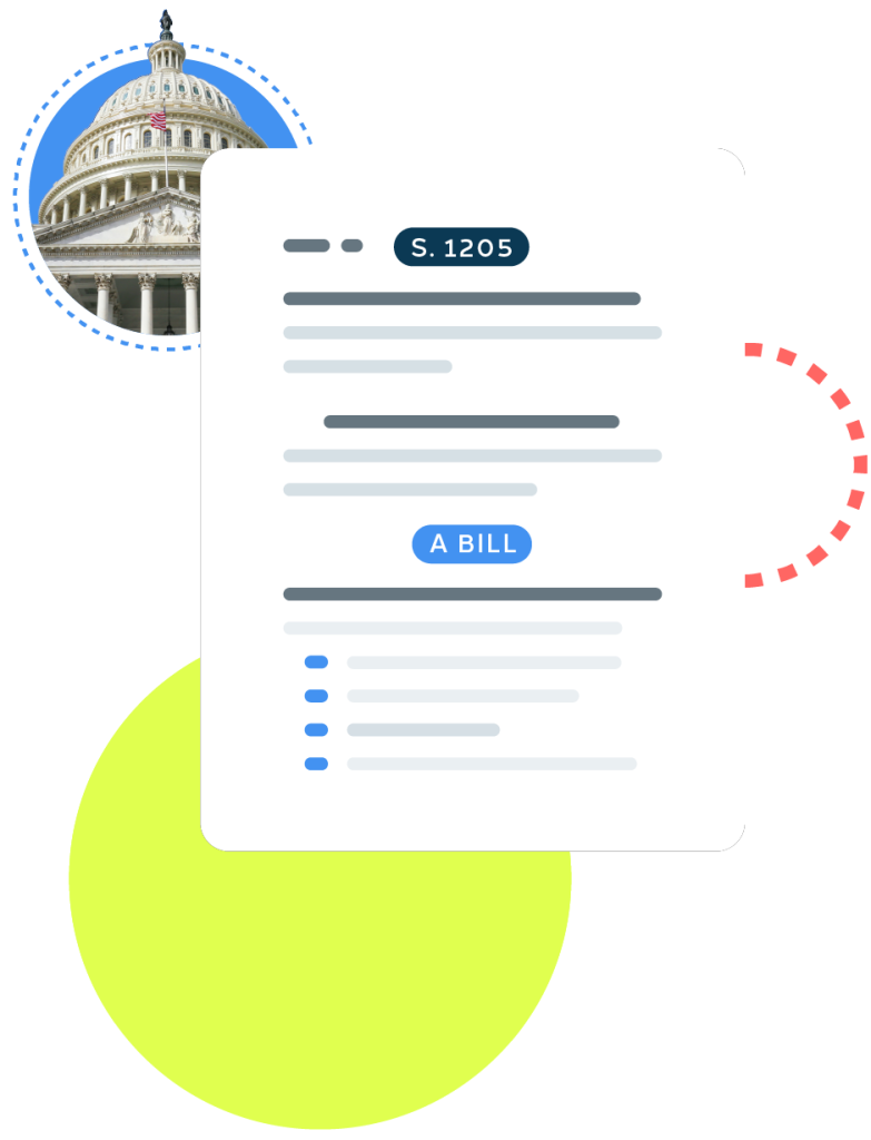 Graphic illustration of a bill with cropped image of the capital dome.